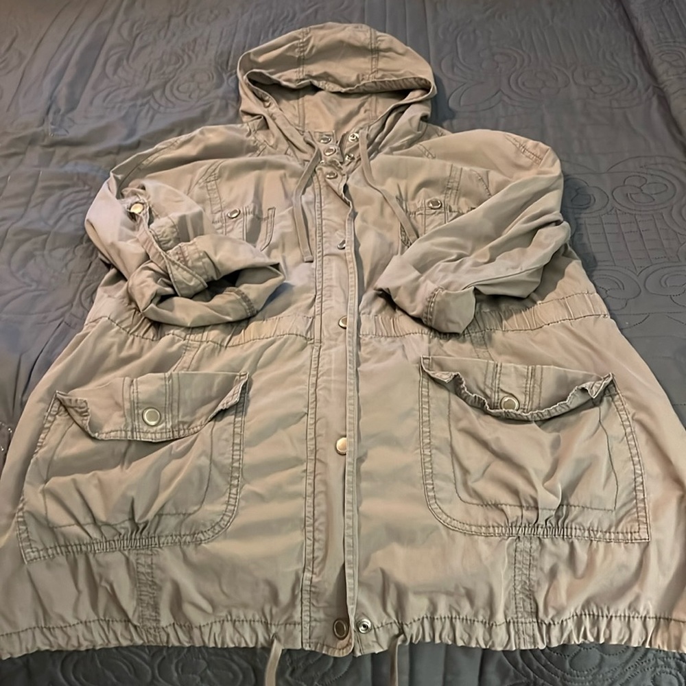 Hooded Ann Taylor Loft Green utility jacket Large